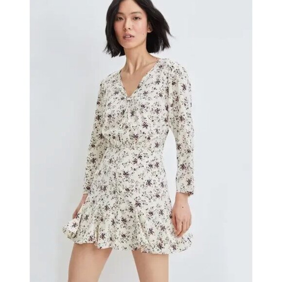 Veronica Beard Riggins Floral Mini Flounced Dress Whitestone Multicolor Size 4